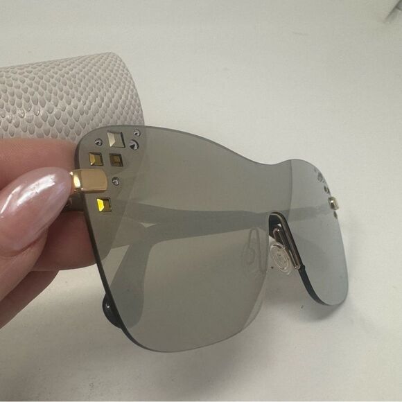 JIMMY CHOO | Mask Style Embellished Gold Mirrored Sunglasses 138/M main image 8